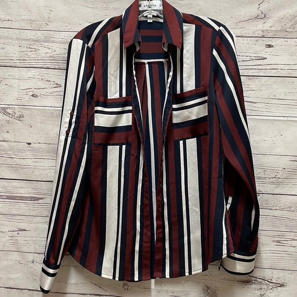 Express Portofino Stripe Blouse Slim - Picture 1 of 8